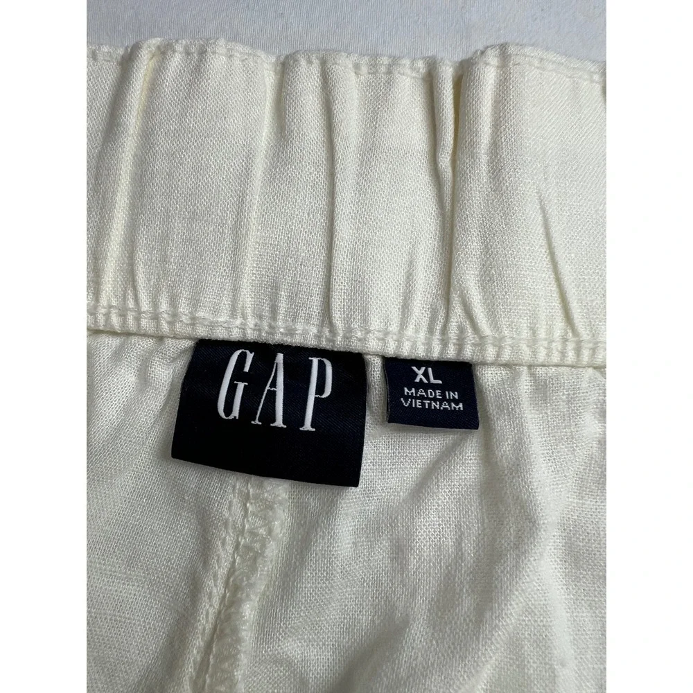 Gap Shorts Women XL White Linen Blend Elastic Waist Pull On Summer‎ New C13